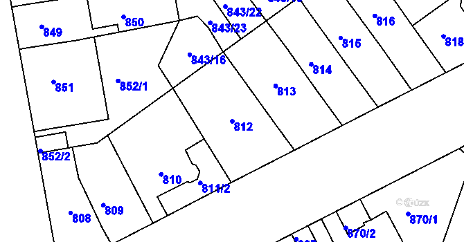 Parcela st. 812 v KÚ Klíše, Katastrální mapa