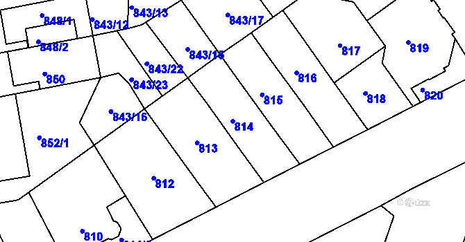 Parcela st. 814 v KÚ Klíše, Katastrální mapa