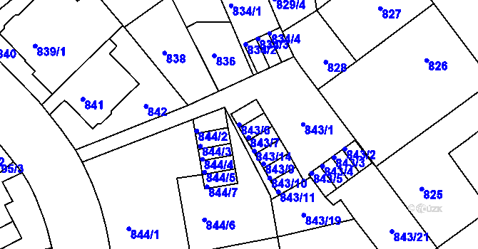 Parcela st. 843/6 v KÚ Klíše, Katastrální mapa