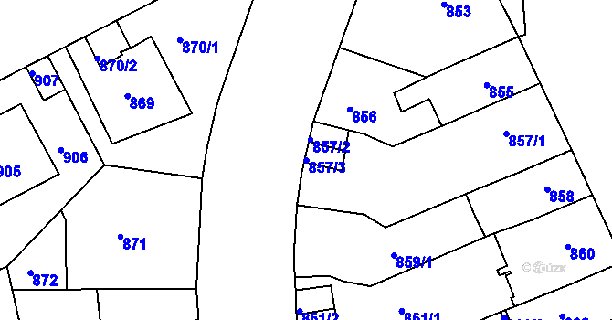 Parcela st. 857/3 v KÚ Klíše, Katastrální mapa