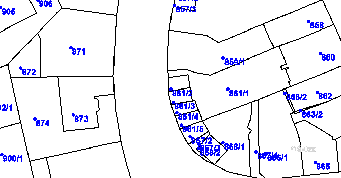 Parcela st. 861/2 v KÚ Klíše, Katastrální mapa