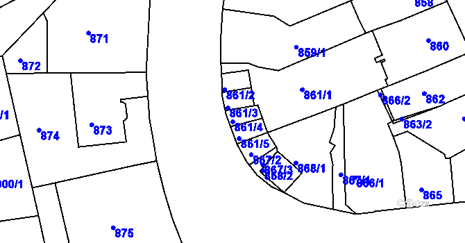 Parcela st. 861/4 v KÚ Klíše, Katastrální mapa