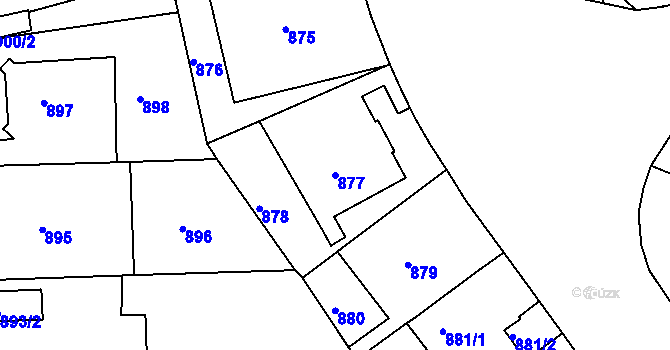 Parcela st. 877 v KÚ Klíše, Katastrální mapa