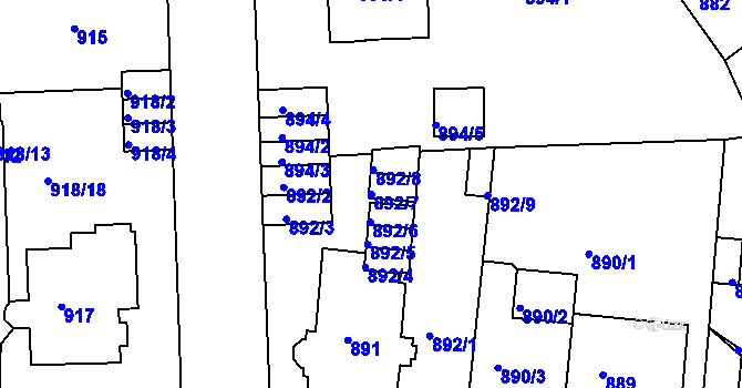 Parcela st. 892/7 v KÚ Klíše, Katastrální mapa