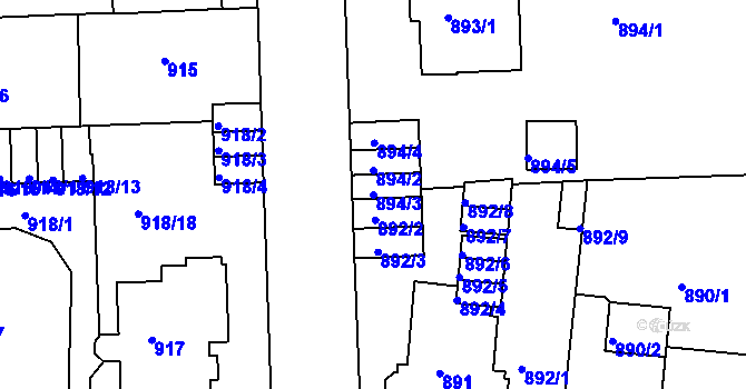 Parcela st. 894/3 v KÚ Klíše, Katastrální mapa