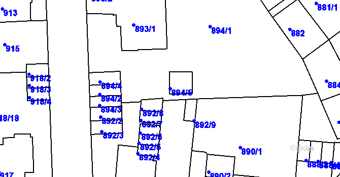 Parcela st. 894/5 v KÚ Klíše, Katastrální mapa