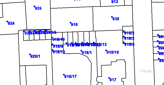 Parcela st. 918/11 v KÚ Klíše, Katastrální mapa
