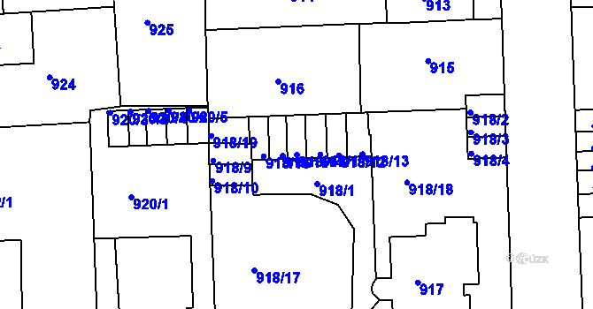 Parcela st. 918/14 v KÚ Klíše, Katastrální mapa