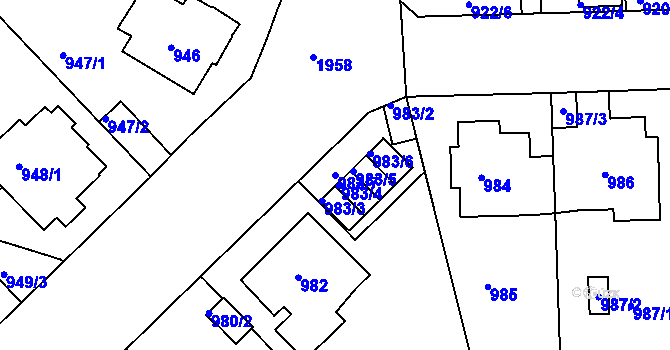 Parcela st. 983/7 v KÚ Klíše, Katastrální mapa