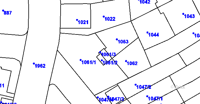 Parcela st. 1061/3 v KÚ Klíše, Katastrální mapa