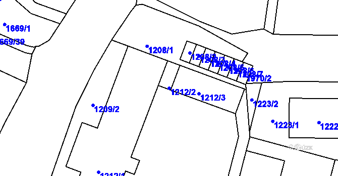 Parcela st. 1212/2 v KÚ Klíše, Katastrální mapa