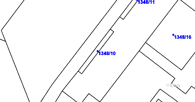 Parcela st. 1348/10 v KÚ Klíše, Katastrální mapa