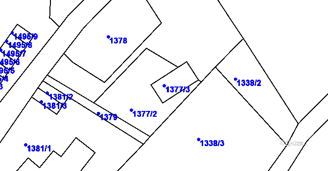 Parcela st. 1377/3 v KÚ Klíše, Katastrální mapa