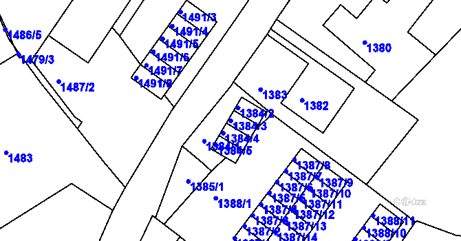 Parcela st. 1384/3 v KÚ Klíše, Katastrální mapa