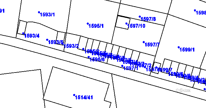 Parcela st. 1595/4 v KÚ Klíše, Katastrální mapa