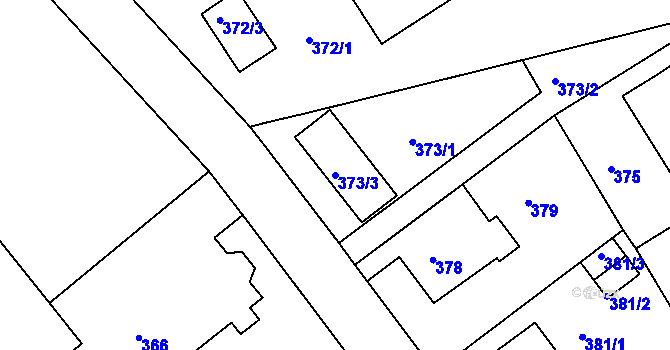 Parcela st. 373/3 v KÚ Klíše, Katastrální mapa