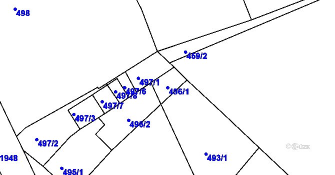 Parcela st. 496/1 v KÚ Klíše, Katastrální mapa