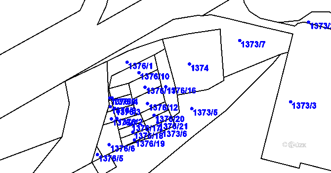 Parcela st. 1376/16 v KÚ Klíše, Katastrální mapa