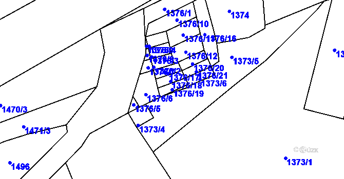 Parcela st. 1376/19 v KÚ Klíše, Katastrální mapa