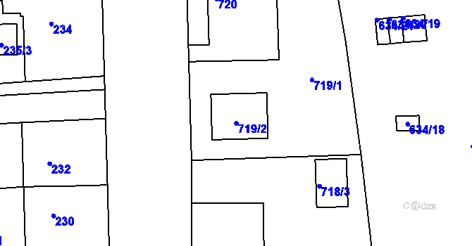 Parcela st. 719/2 v KÚ Klíše, Katastrální mapa