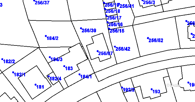Parcela st. 256/97 v KÚ Klíše, Katastrální mapa