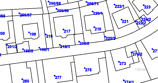 Parcela st. 218/2 v KÚ Klíše, Katastrální mapa