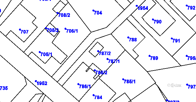 Parcela st. 787/2 v KÚ Klíše, Katastrální mapa