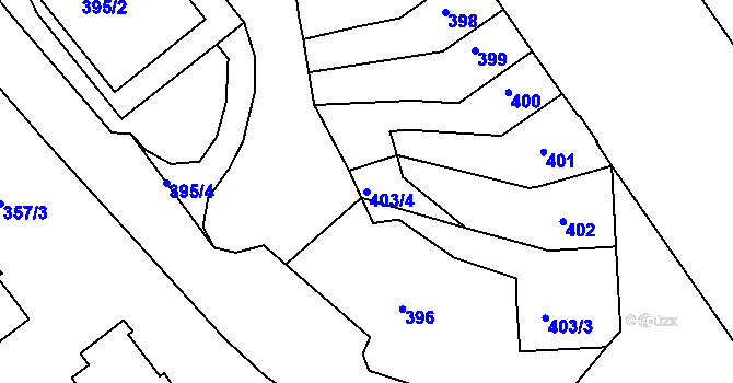 Parcela st. 403/4 v KÚ Klíše, Katastrální mapa