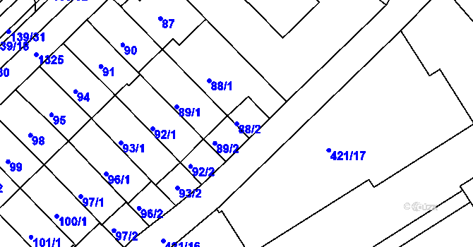 Parcela st. 88/2 v KÚ Bukov, Katastrální mapa