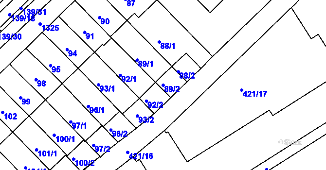 Parcela st. 89/2 v KÚ Bukov, Katastrální mapa