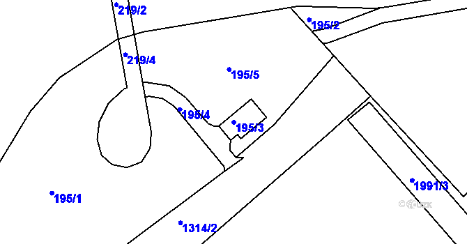 Parcela st. 195/3 v KÚ Bukov, Katastrální mapa