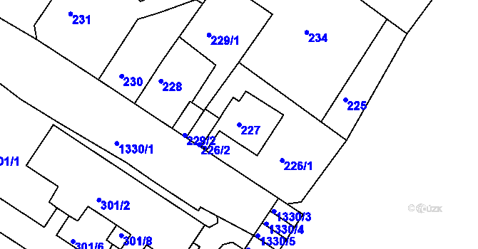 Parcela st. 227 v KÚ Bukov, Katastrální mapa