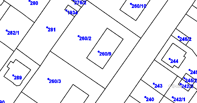 Parcela st. 260/9 v KÚ Bukov, Katastrální mapa