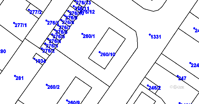 Parcela st. 260/10 v KÚ Bukov, Katastrální mapa