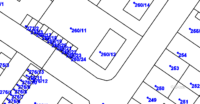 Parcela st. 260/12 v KÚ Bukov, Katastrální mapa