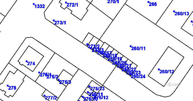 Parcela st. 260/17 v KÚ Bukov, Katastrální mapa