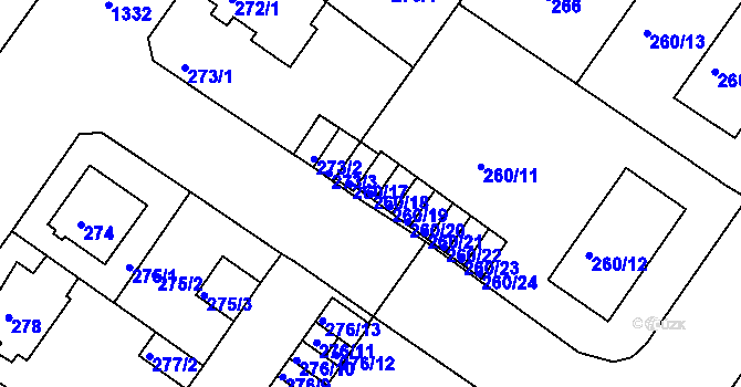 Parcela st. 260/18 v KÚ Bukov, Katastrální mapa