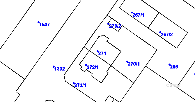 Parcela st. 271 v KÚ Bukov, Katastrální mapa