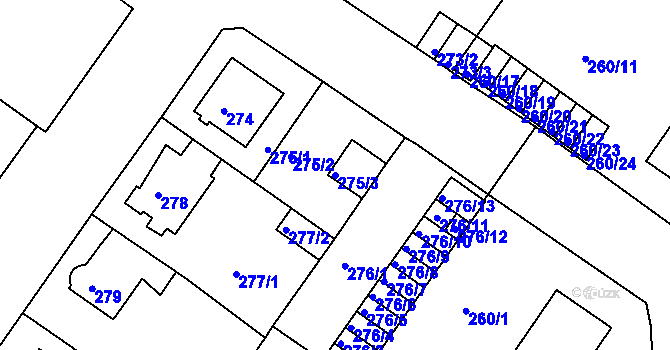 Parcela st. 275/3 v KÚ Bukov, Katastrální mapa