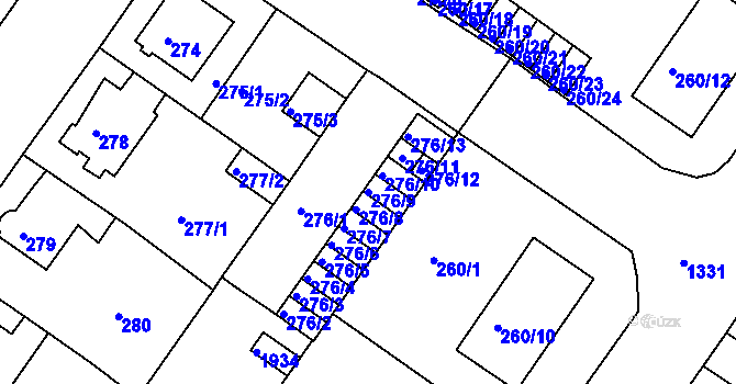 Parcela st. 276/9 v KÚ Bukov, Katastrální mapa