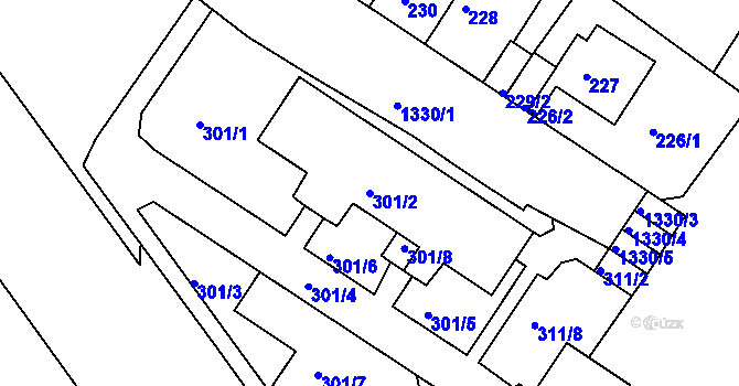 Parcela st. 301/2 v KÚ Bukov, Katastrální mapa