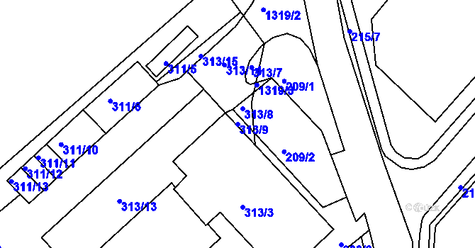 Parcela st. 313/9 v KÚ Bukov, Katastrální mapa