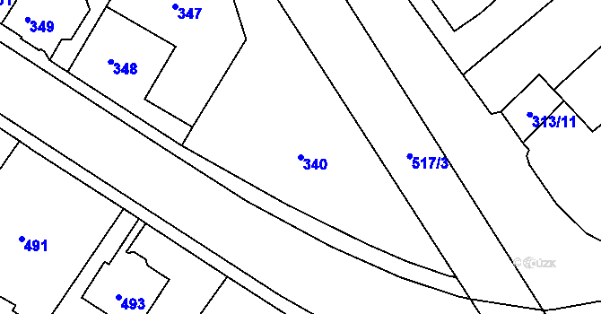 Parcela st. 340 v KÚ Bukov, Katastrální mapa