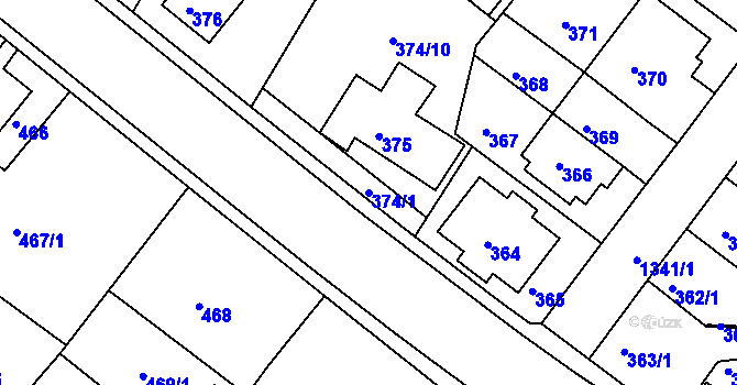 Parcela st. 374/1 v KÚ Bukov, Katastrální mapa
