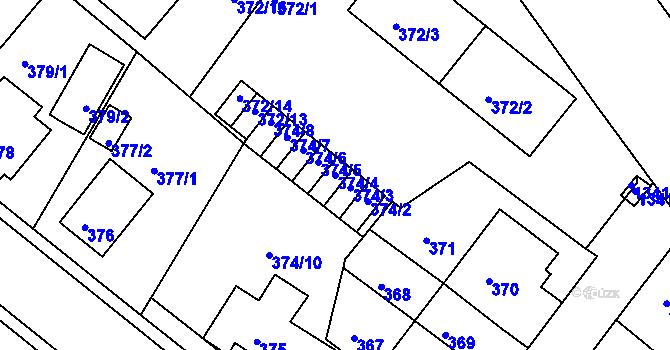 Parcela st. 374/4 v KÚ Bukov, Katastrální mapa