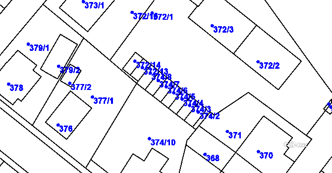 Parcela st. 374/6 v KÚ Bukov, Katastrální mapa