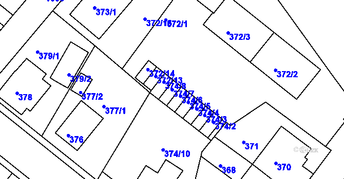 Parcela st. 374/7 v KÚ Bukov, Katastrální mapa