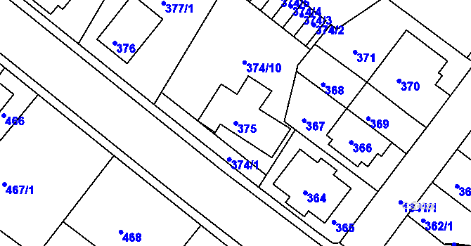 Parcela st. 375 v KÚ Bukov, Katastrální mapa