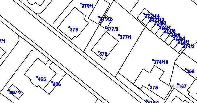 Parcela st. 376 v KÚ Bukov, Katastrální mapa