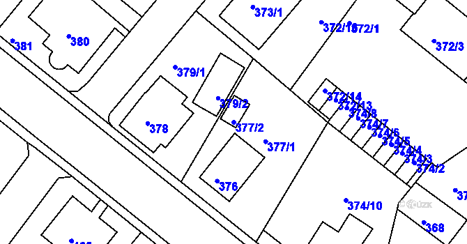 Parcela st. 377/2 v KÚ Bukov, Katastrální mapa